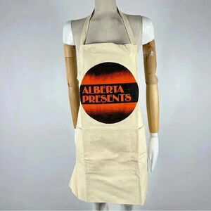 Vintage ALBERTA Presents Cotton Apron | Retro Canadian Souvenir | Boho Kitchen